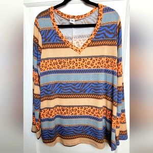 NWOT Sew In Love XL- Light Sweater/Shirt with Multiple Prints including Cheetah